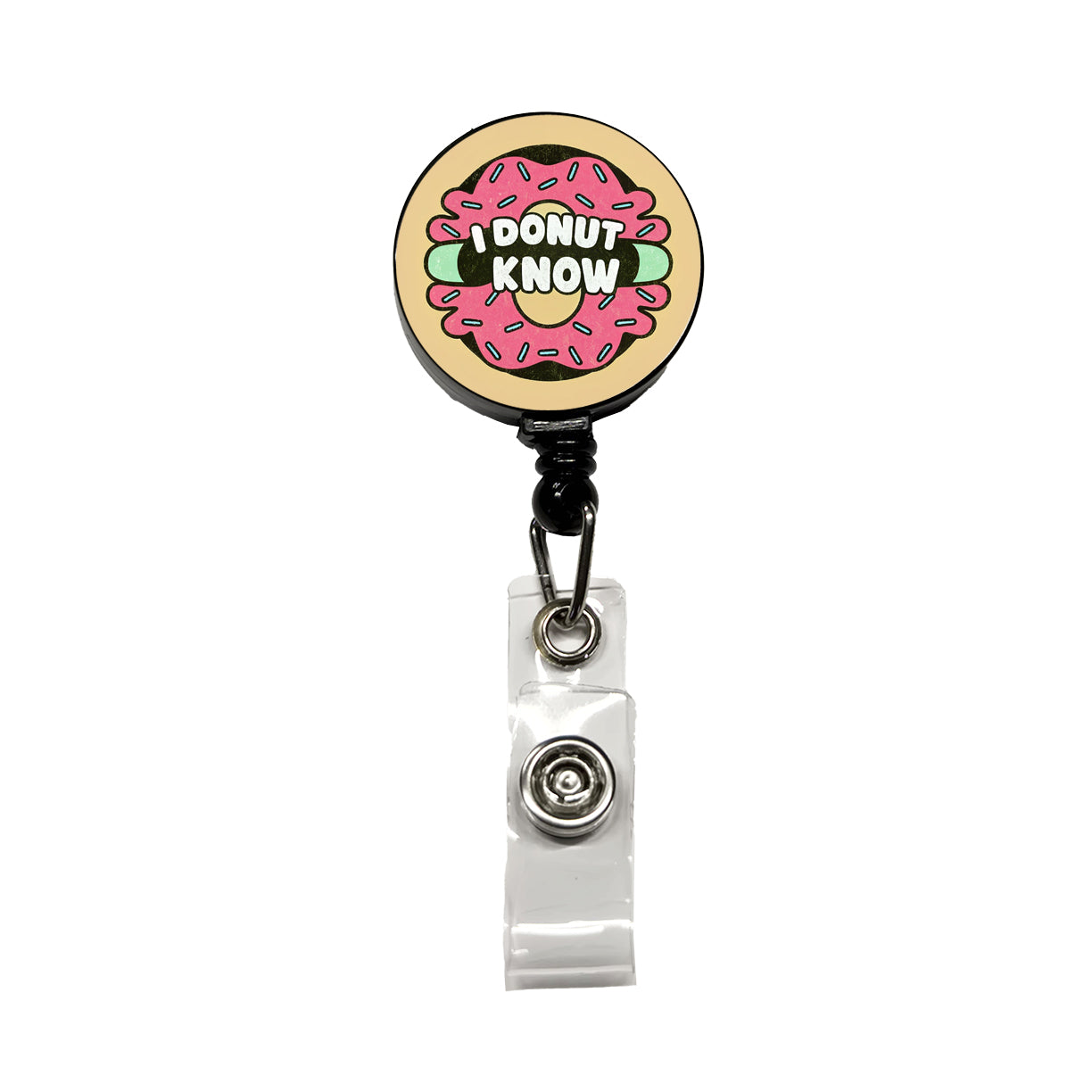 I Donut Know Funny Retractable ID Key Card Name Tag Badge Holder with Clip