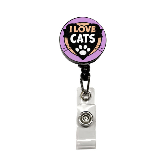 I Love Cats Retractable ID Key Card Name Tag Badge Holder with Clip