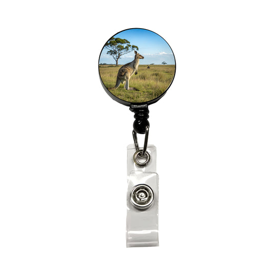 Kangaroo Australia Plain Retractable ID Key Card Name Tag Badge Holder with Clip