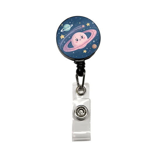 Kawaii Space Milky Way Retractable ID Key Card Name Tag Badge Holder with Clip