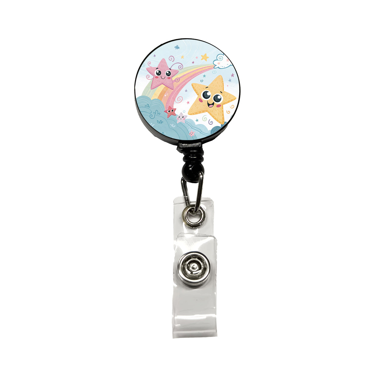 Kawaii Stars Retractable ID Key Card Name Tag Badge Holder with Clip