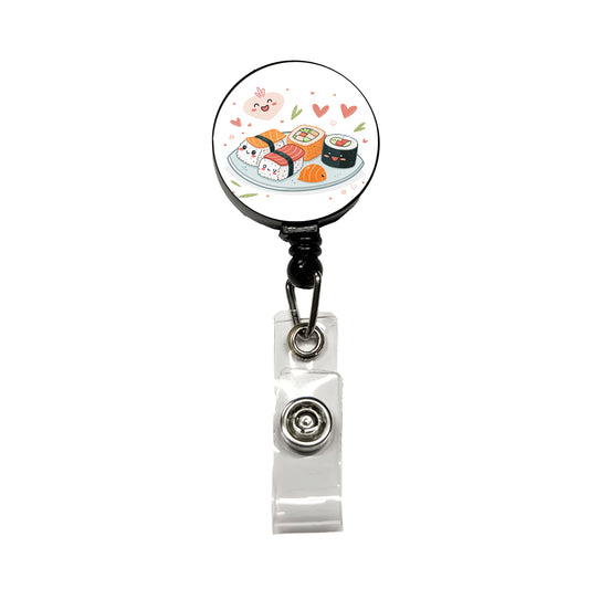 Kawaii Sushi Retractable ID Key Card Name Tag Badge Holder with Clip