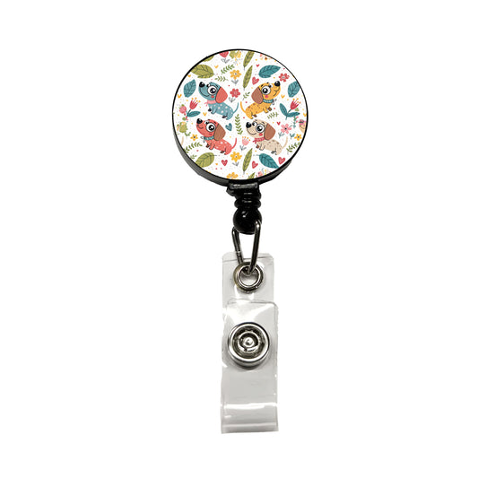 Kawaii Sweet Dogs Retractable ID Key Card Name Tag Badge Holder with Clip