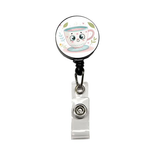 Kawaii Tea Cup Retractable ID Key Card Name Tag Badge Holder with Clip