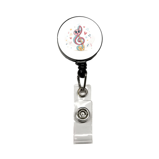 Kawaii Treble Clef Music Retractable ID Key Card Name Tag Badge Holder with Clip