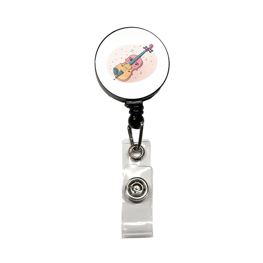 Kawaii Violin Music Retractable ID Key Card Name Tag Badge Holder with Clip