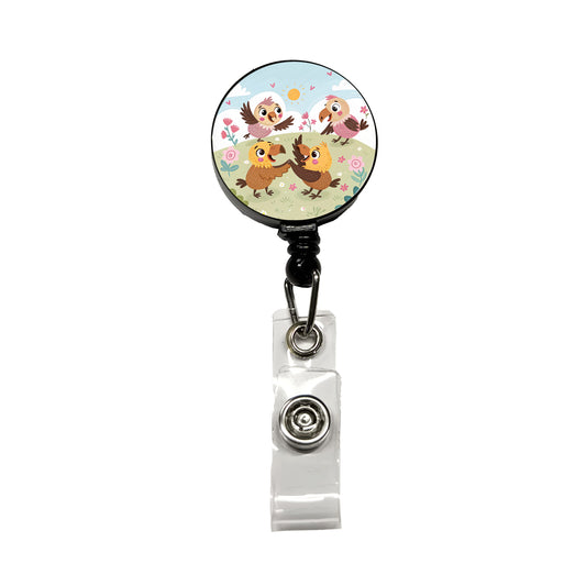 Kawaii Vultures Birds Retractable ID Key Card Name Tag Badge Holder with Clip