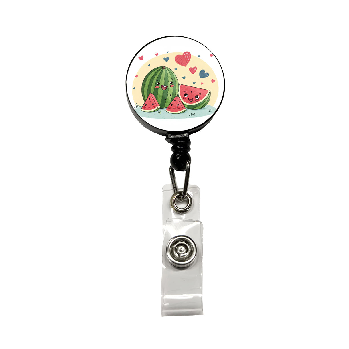 Kawaii Watermelon Hearts Retractable ID Key Card Name Tag Badge Holder with Clip