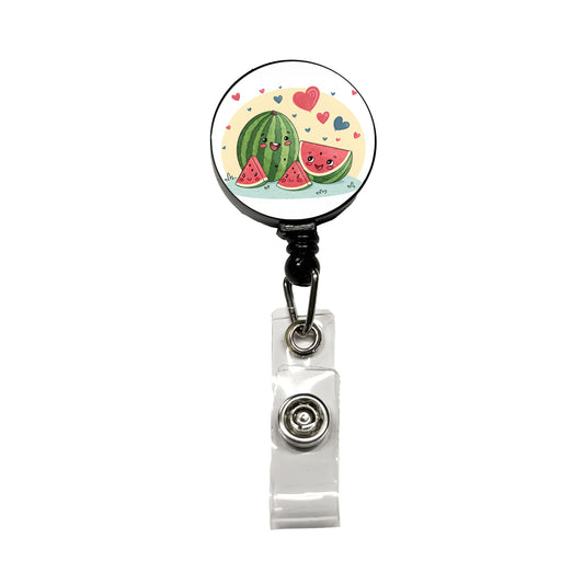 Kawaii Watermelon Hearts Retractable ID Key Card Name Tag Badge Holder with Clip