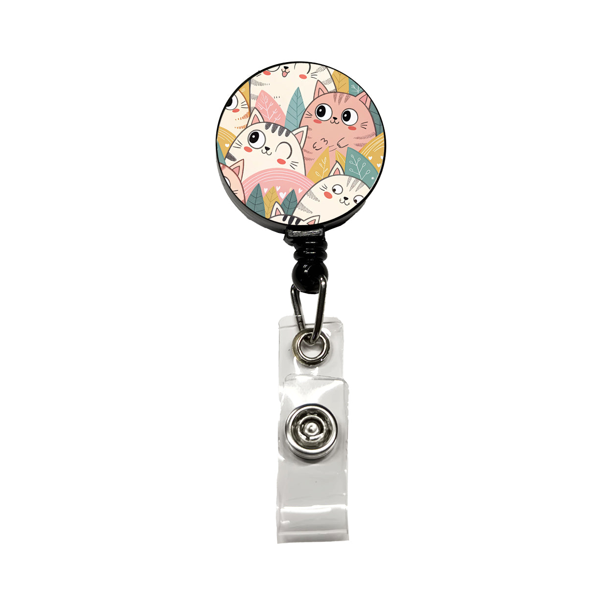 Lots Of Kawaii Adorable Cats Retractable ID Key Card Name Tag Badge Holder with Clip