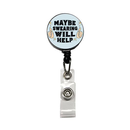 Maybe Swearing Will Help Retractable ID Key Card Name Tag Badge Holder with Clip