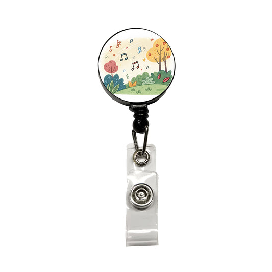 Music Notes Musical Musician Retractable ID Key Card Name Tag Badge Holder with Clip