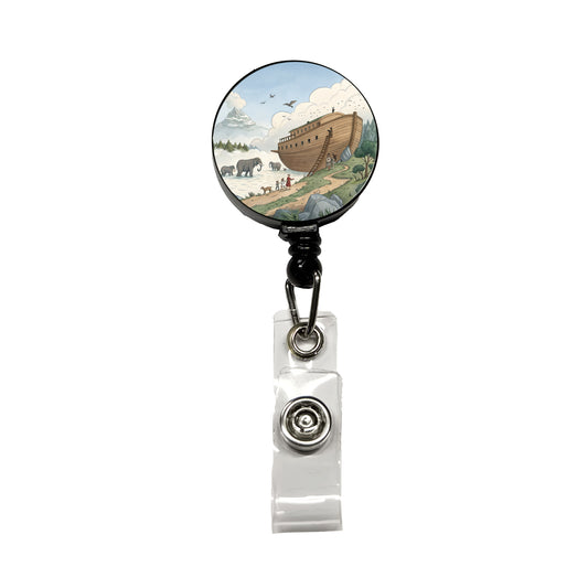 Noah's Ark Animals Retractable ID Key Card Name Tag Badge Holder with Clip