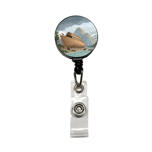 Noah's Ark Drawing Retractable ID Key Card Name Tag Badge Holder with Clip