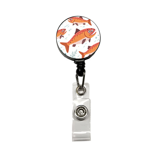 Salmon Fish Fishing Cute Retractable ID Key Card Name Tag Badge Holder with Clip