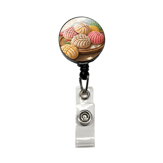 Scattered Conchas Pastry Mexican Sweet Breads Retractable ID Key Card Name Tag Badge Holder with Clip