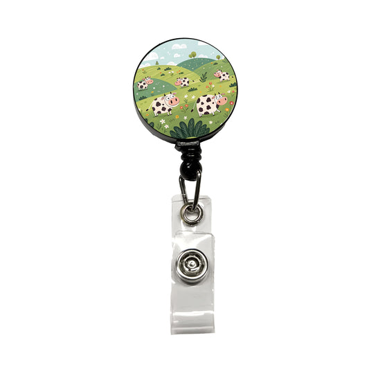 Scattered Cows Retractable ID Key Card Name Tag Badge Holder with Clip