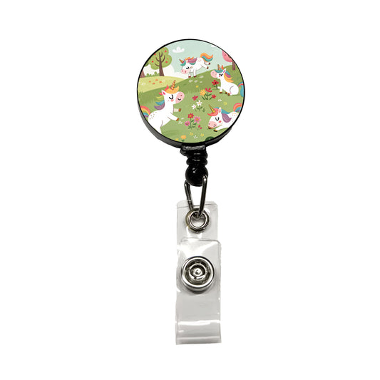 Unicorns Playing Cute Retractable ID Key Card Name Tag Badge Holder with Clip