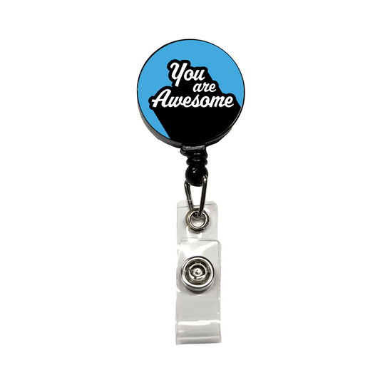 You Are Awesome Funny Inspirational Blue Retractable ID Key Card Name Tag Badge Holder with Clip