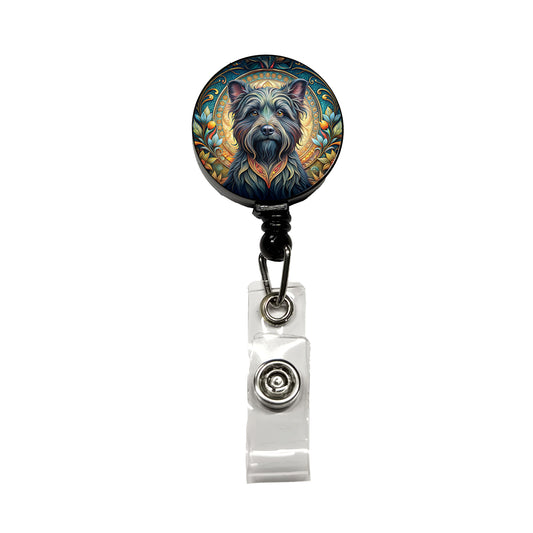 Affenpinscher Dog Art Nouveau Retractable ID Key Card Name Tag Badge Holder with Clip