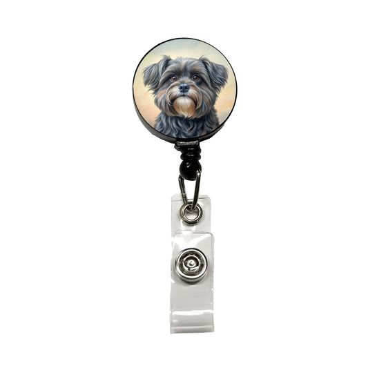Affenpinscher Dog Illustration Retractable ID Key Card Name Tag Badge Holder with Clip
