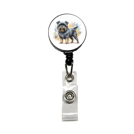 Affenpinscher Dog Watercolor Style Retractable ID Key Card Name Tag Badge Holder with Clip