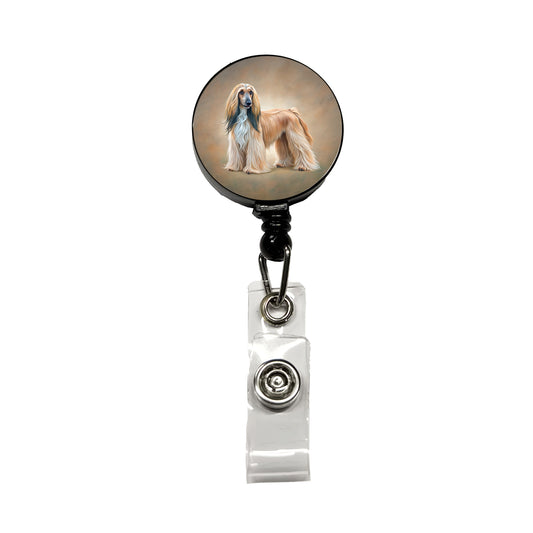 Afghan Hound Dog Illustration Retractable ID Key Card Name Tag Badge Holder with Clip