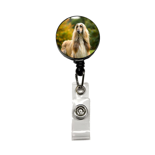 Afghan Hound Dog Photo Retractable ID Key Card Name Tag Badge Holder with Clip