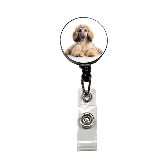 Afghan Hound Dog Puppy Photo Retractable ID Key Card Name Tag Badge Holder with Clip