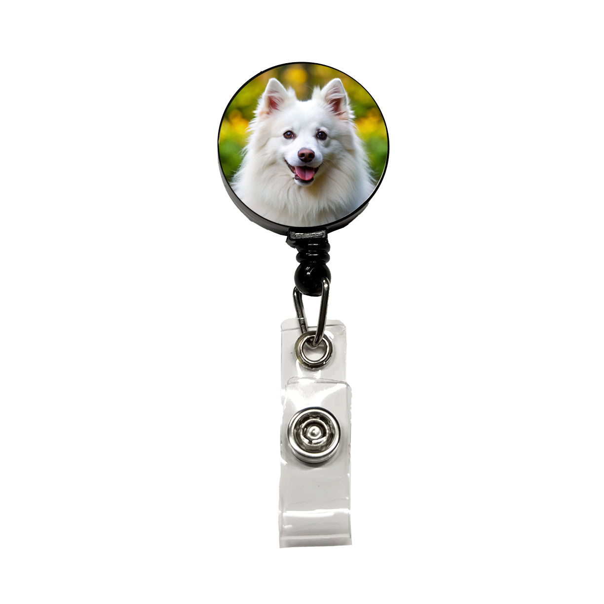 American Eskimo Dog Photo Retractable ID Key Card Name Tag Badge Holder with Clip
