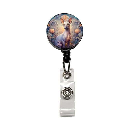 American Hairless Terrier Dog Art Nouveau Retractable ID Key Card Name Tag Badge Holder with Clip