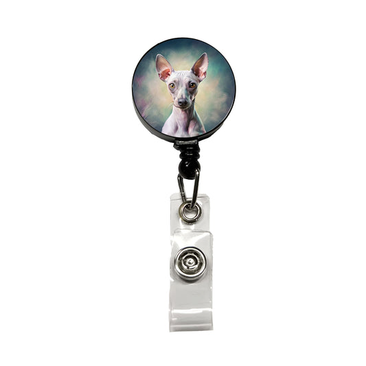 American Hairless Terrier Dog Illustration Retractable ID Key Card Name Tag Badge Holder with Clip