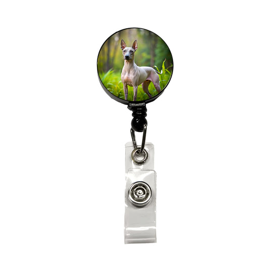 American Hairless Terrier Dog Photo Retractable ID Key Card Name Tag Badge Holder with Clip