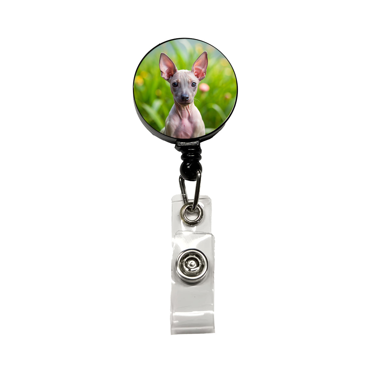 American Hairless Terrier Dog Puppy Photo Retractable ID Key Card Name Tag Badge Holder with Clip