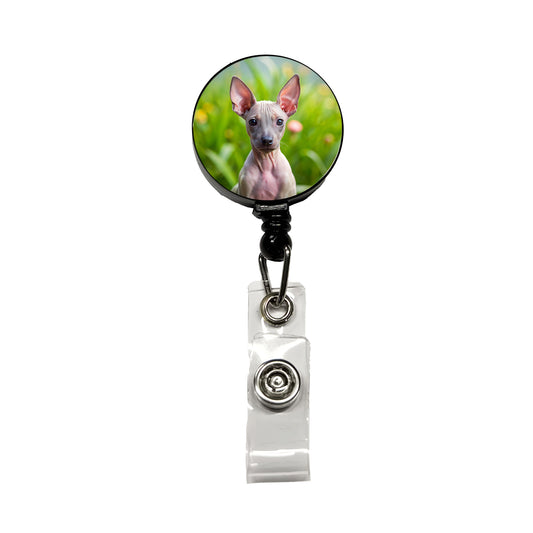 American Hairless Terrier Dog Puppy Photo Retractable ID Key Card Name Tag Badge Holder with Clip