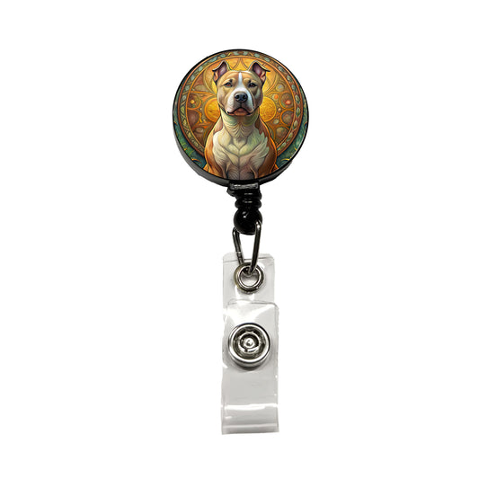 American Staffordshire Terrier Dog Art Nouveau Retractable ID Key Card Name Tag Badge Holder with Clip