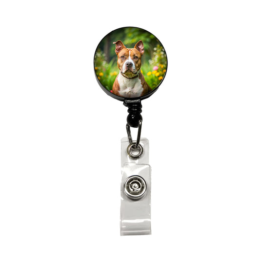 American Staffordshire Terrier Dog Photo Retractable ID Key Card Name Tag Badge Holder with Clip
