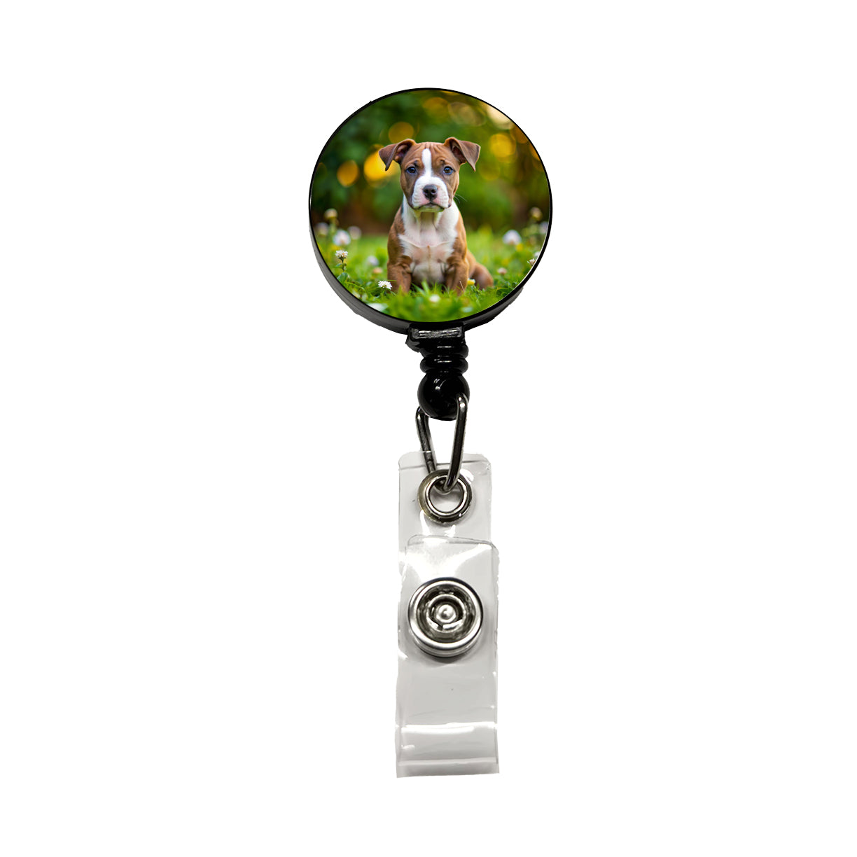 American Staffordshire Terrier Dog Puppy Photo Retractable ID Key Card Name Tag Badge Holder with Clip