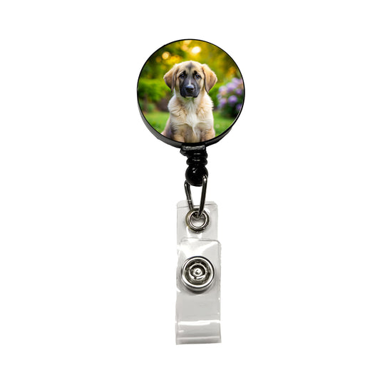 Anatolian Shepherd Dog Puppy Photo Retractable ID Key Card Name Tag Badge Holder with Clip