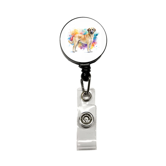 Anatolian Shepherd Dog Watercolor Style Retractable ID Key Card Name Tag Badge Holder with Clip