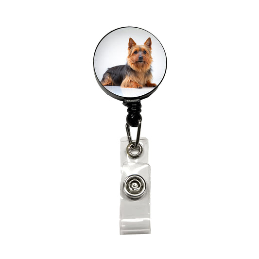 Australian Terrier Dog Photo Retractable ID Key Card Name Tag Badge Holder with Clip