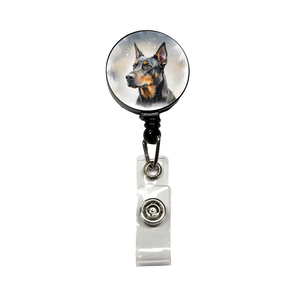 Beauceron Dog Illustration Retractable ID Key Card Name Tag Badge Holder with Clip