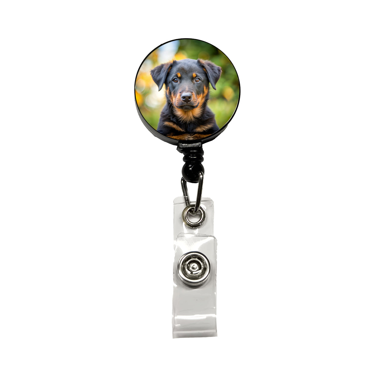 Beauceron Dog Puppy Photo Retractable ID Key Card Name Tag Badge Holder with Clip