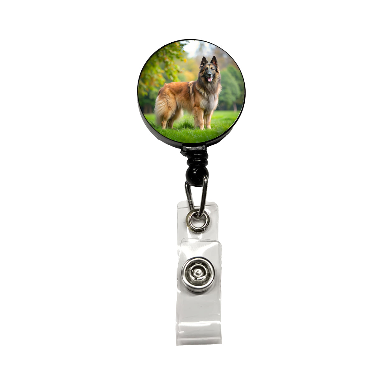 Belgian Tervuren Dog Photo Retractable ID Key Card Name Tag Badge Holder with Clip