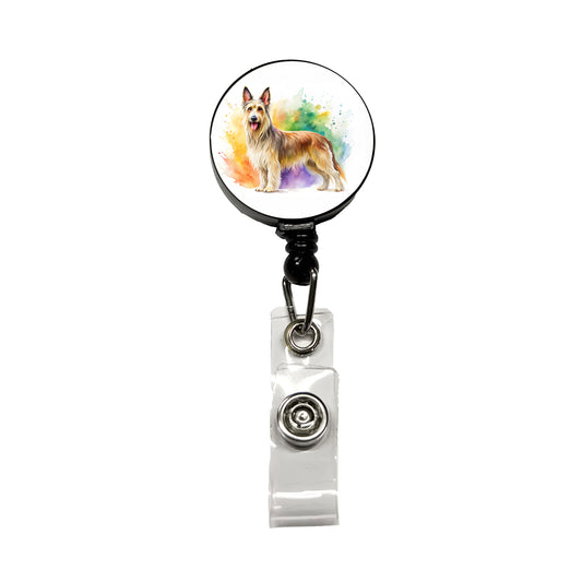 Berger Picard Dog Watercolor Style Retractable ID Key Card Name Tag Badge Holder with Clip