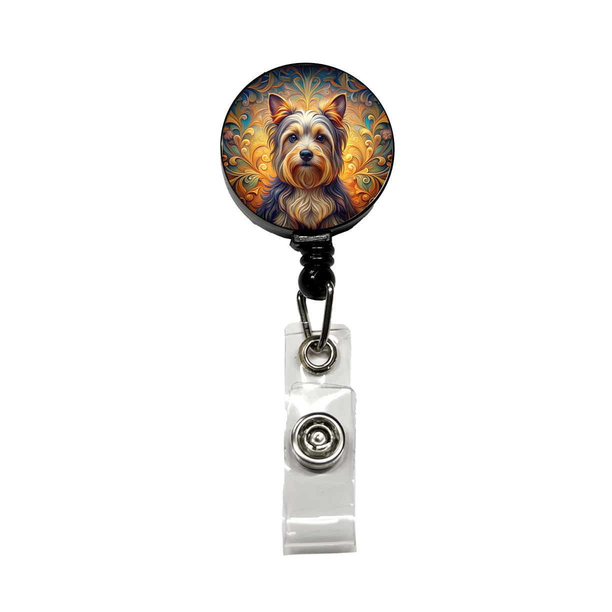 Biewer Terrier Dog Art Nouveau Retractable ID Key Card Name Tag Badge Holder with Clip