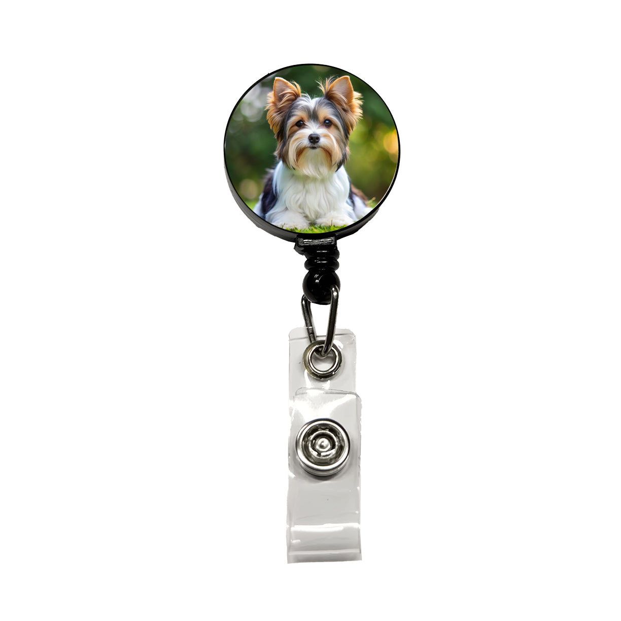 Biewer Terrier Dog Photo Retractable ID Key Card Name Tag Badge Holder with Clip