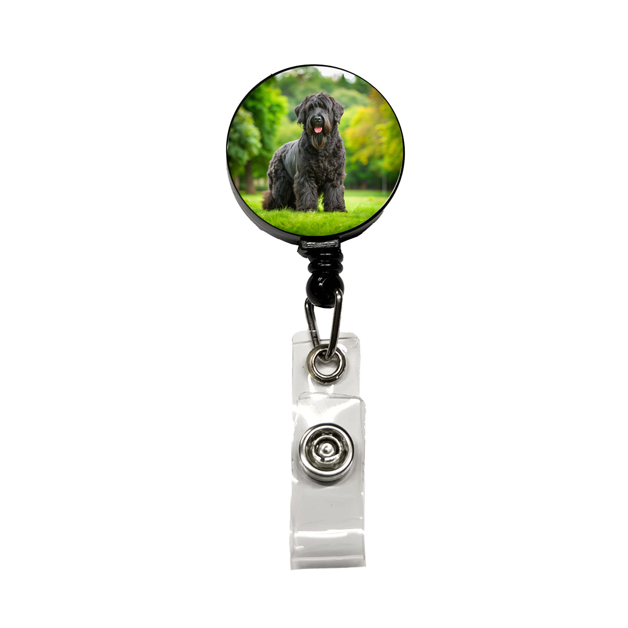 Black Russian Terrier Dog Photo Retractable ID Key Card Name Tag Badge Holder with Clip