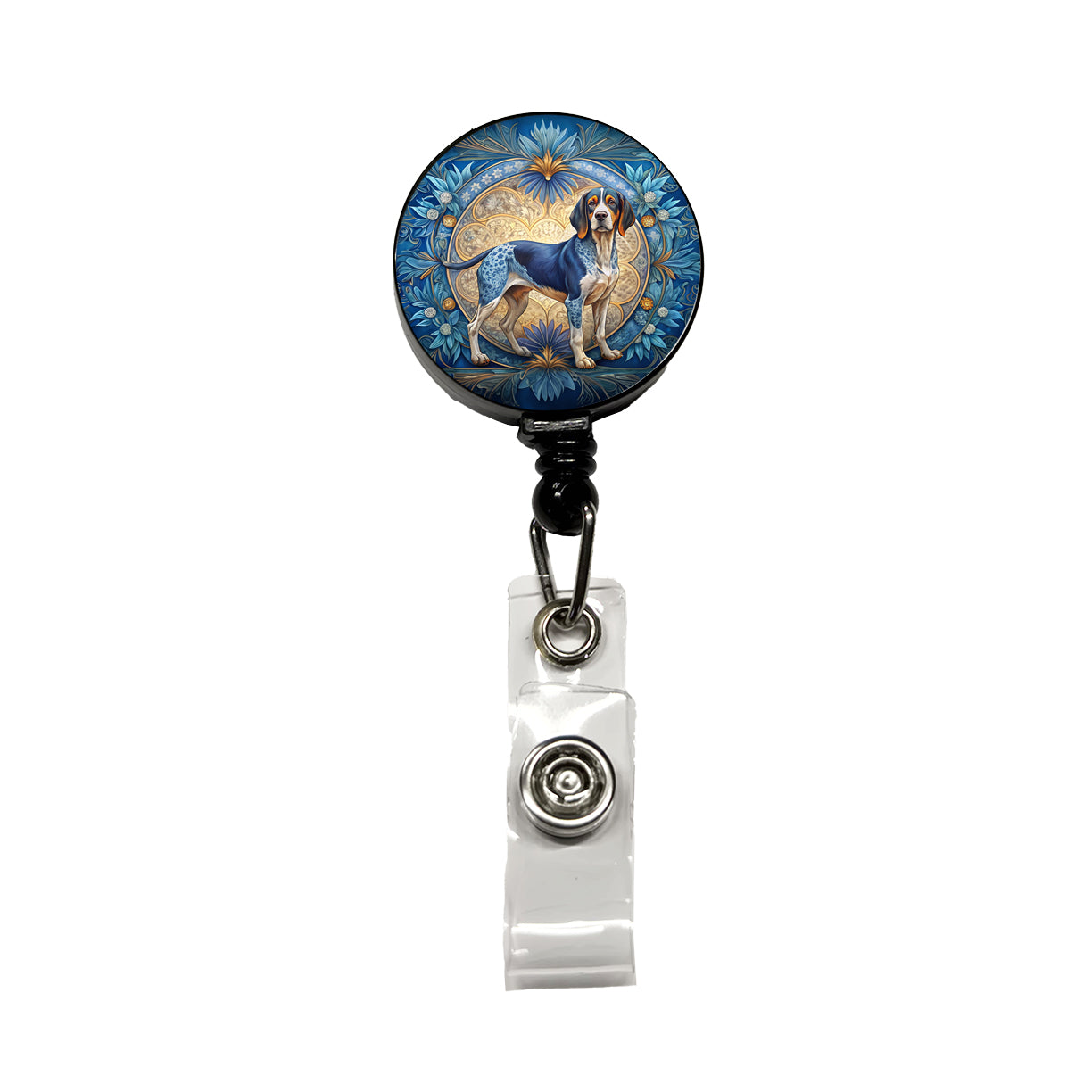 Bluetick Coonhound Dog Art Nouveau Retractable ID Key Card Name Tag Badge Holder with Clip