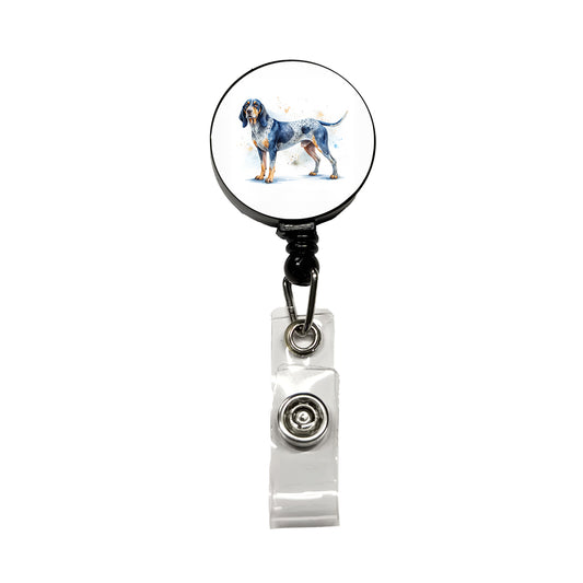 Bluetick Coonhound Dog Watercolor Style Retractable ID Key Card Name Tag Badge Holder with Clip